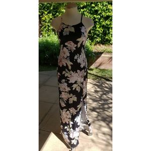 Silky halter maxi floral dress